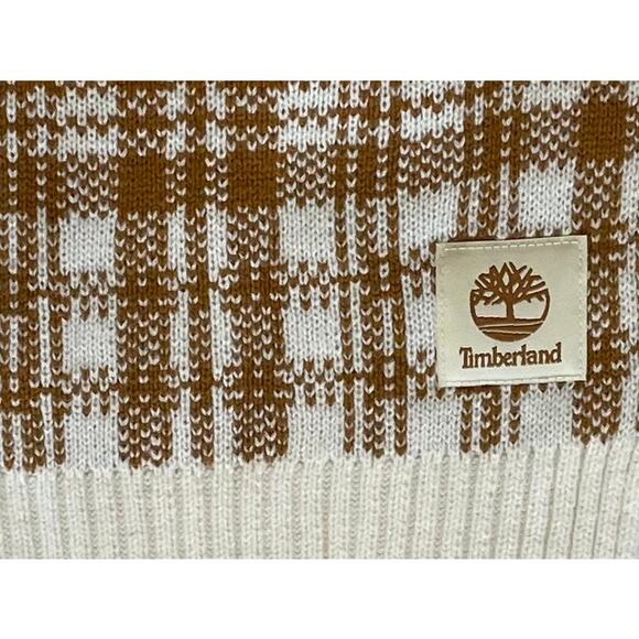 Timberland Cream and Tan Plaid Knit Scarf, One Size - Picture 5 of 7